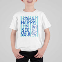 Cute Otter Pun Back To School Retro Preppy T Shirt For Kid Otterly Happy To See You