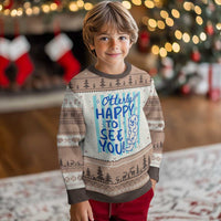 Cute Otter Pun Back To School Retro Preppy Ugly Christmas Sweater Otterly Happy To See You