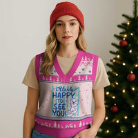 Cute Otter Pun Back To School Retro Preppy V-Neck Knit Sweater Vest Otterly Happy To See You