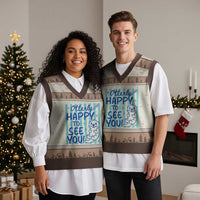 Cute Otter Pun Back To School Retro Preppy V-Neck Knit Sweater Vest Otterly Happy To See You