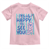 Cute Otter Pun Back To School Retro Preppy Toddler T Shirt Otterly Happy To See You