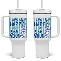 Cute Otter Pun Back To School Retro Preppy Tumbler With Handle Otterly Happy To See You