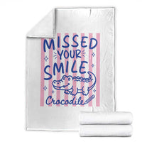 Cute Crocodile Pun Back To School Retro Preppy Throw Blanket Missed Your Smile Crocodile