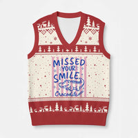 Cute Crocodile Pun Back To School Retro Preppy V-Neck Knit Sweater Vest Missed Your Smile Crocodile