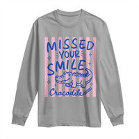 Cute Crocodile Pun Back To School Retro Preppy Long Sleeve Shirt Missed Your Smile Crocodile
