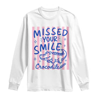 Cute Crocodile Pun Back To School Retro Preppy Long Sleeve Shirt Missed Your Smile Crocodile