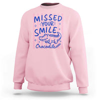 Cute Crocodile Pun Back To School Retro Preppy Sweatshirt Missed Your Smile Crocodile