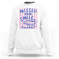 Cute Crocodile Pun Back To School Retro Preppy Sweatshirt Missed Your Smile Crocodile