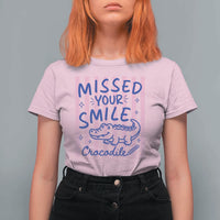Cute Crocodile Pun Back To School Retro Preppy T Shirt For Women Missed Your Smile Crocodile