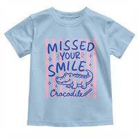 Cute Crocodile Pun Back To School Retro Preppy Toddler T Shirt Missed Your Smile Crocodile