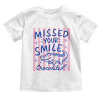 Cute Crocodile Pun Back To School Retro Preppy Toddler T Shirt Missed Your Smile Crocodile