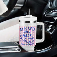 Cute Crocodile Pun Back To School Retro Preppy Tumbler With Handle Missed Your Smile Crocodile