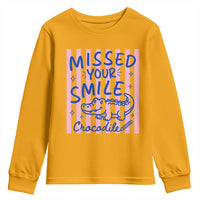 Cute Crocodile Pun Back To School Retro Preppy Youth Sweatshirt Missed Your Smile Crocodile