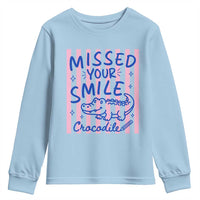 Cute Crocodile Pun Back To School Retro Preppy Youth Sweatshirt Missed Your Smile Crocodile