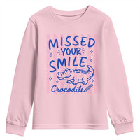 Cute Crocodile Pun Back To School Retro Preppy Youth Sweatshirt Missed Your Smile Crocodile