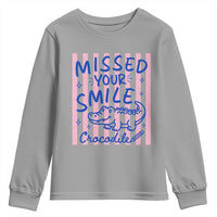 Cute Crocodile Pun Back To School Retro Preppy Youth Sweatshirt Missed Your Smile Crocodile