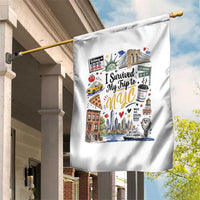 I Survived My Trip To NYC Iconic Symbols Graphic Garden Flag Funny New York City Travel Humor Vacation Souvernir