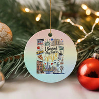 I Survived My Trip To NYC Iconic Symbols Graphic Ceramic Ornament Funny New York City Travel Humor Vacation Souvernir
