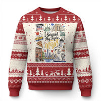 I Survived My Trip To NYC Iconic Symbols Graphic Ugly Christmas Sweater Funny New York City Travel Humor Vacation Souvernir