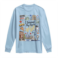 I Survived My Trip To NYC Iconic Symbols Graphic Long Sleeve Shirt Funny New York City Travel Humor Vacation Souvernir