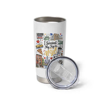 I Survived My Trip To NYC Iconic Symbols Graphic Tumbler Cup Funny New York City Travel Humor Vacation Souvernir