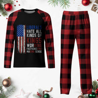 Liberals Hate All Kinds Of Kings American Flag Plaid Pajama Set Working Fact Checking Making Sense Patriotic Sarcasm