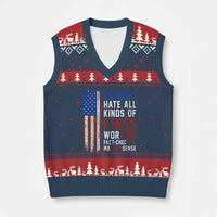 Liberals Hate All Kinds Of Kings American Flag V-Neck Knit Sweater Vest Working Fact Checking Making Sense Patriotic Sarcasm