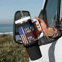 Liberals Hate All Kinds Of Kings American Flag Tumbler With Handle Working Fact Checking Making Sense Patriotic Sarcasm