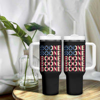 Boone Name Lover American Flag USA Stars Stripes Tumbler With Handle