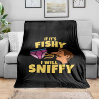 Funny Adult Humor Underwear Sniff Graphic Throw Blanket If It is Fishy I Will Sniffy Innuendo Absurdist Meme
