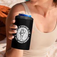 Funny Vintage Relaxed Frog Drinking Coffee Meme 4 in 1 Can Cooler Tumbler Wish I Lacked Critical Thinking Skills You All Seem So Happy