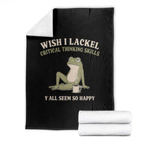Funny Overthinking Frog Drinking Coffee Meme Throw Blanket What If Everyone Else Is Just Underthinking