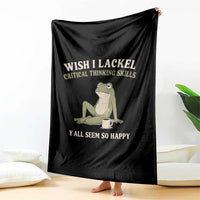 Funny Overthinking Frog Drinking Coffee Meme Throw Blanket What If Everyone Else Is Just Underthinking