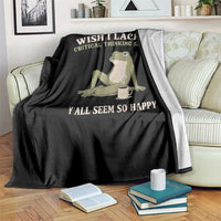 Funny Overthinking Frog Drinking Coffee Meme Throw Blanket What If Everyone Else Is Just Underthinking