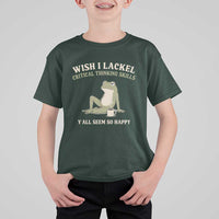 Funny Overthinking Frog Drinking Coffee Meme T Shirt For Kid What If Everyone Else Is Just Underthinking