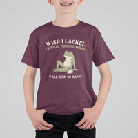 Funny Overthinking Frog Drinking Coffee Meme T Shirt For Kid What If Everyone Else Is Just Underthinking
