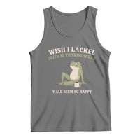 Funny Overthinking Frog Drinking Coffee Meme Tank Top What If Everyone Else Is Just Underthinking