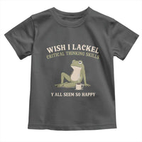 Funny Overthinking Frog Drinking Coffee Meme Toddler T Shirt What If Everyone Else Is Just Underthinking