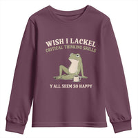 Funny Overthinking Frog Drinking Coffee Meme Youth Sweatshirt What If Everyone Else Is Just Underthinking