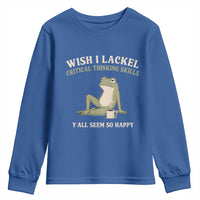 Funny Overthinking Frog Drinking Coffee Meme Youth Sweatshirt What If Everyone Else Is Just Underthinking