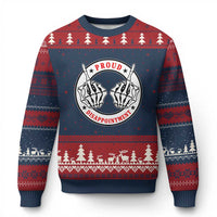 Proud Disappointment Skeleton Middle Finger Ugly Christmas Sweater Edgy Sarcastic Rebel Attitude Family Black Sheep Humor