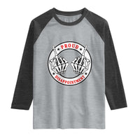Proud Disappointment Skeleton Middle Finger Raglan Shirt Edgy Sarcastic Rebel Attitude Family Black Sheep Humor