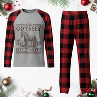 Funny Trojan Horse You Odyssey Deez Nuts Plaid Pajama Set Offensive Adult Humor Greek Mythology Humor