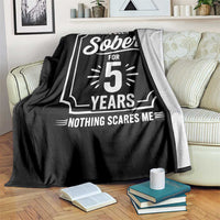 Funny 5 Year Sobriety Milestone Vintage Anniversary Badge Throw Blanket I Have Been Sober For 5 Years Nothing Scares Me