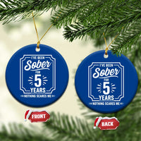 Funny 5 Year Sobriety Milestone Vintage Anniversary Badge Ceramic Ornament I Have Been Sober For 5 Years Nothing Scares Me
