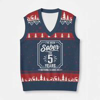 Funny 5 Year Sobriety Milestone Vintage Anniversary Badge V-Neck Knit Sweater Vest I Have Been Sober For 5 Years Nothing Scares Me