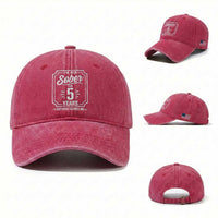 Funny 5 Year Sobriety Milestone Vintage Anniversary Badge Washed Cotton Baseball Cap I Have Been Sober For 5 Years Nothing Scares Me