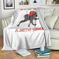 On My Way To Have A Jimothy Summer Throw Blanket Funny Viral Seattle Raccoon Wearing Red Cap