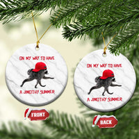 On My Way To Have A Jimothy Summer Ceramic Ornament Funny Viral Seattle Raccoon Wearing Red Cap