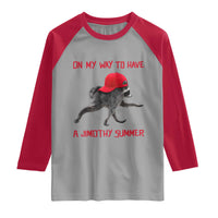 On My Way To Have A Jimothy Summer Raglan Shirt Funny Viral Seattle Raccoon Wearing Red Cap